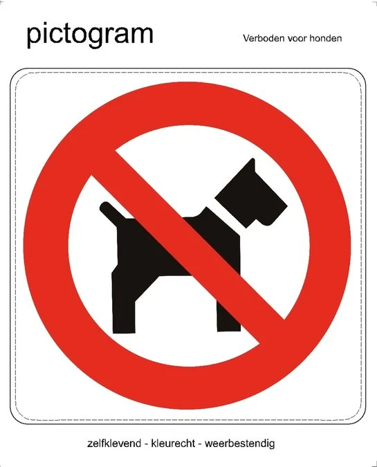 Pictogram Sticker Verboden Voor Honden (10x10cm) 1 Pictogram Sticker Verboden Voor Honden (10x10cm)