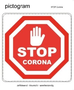 Pictogram Sticker STOP Corona (10x10cm)