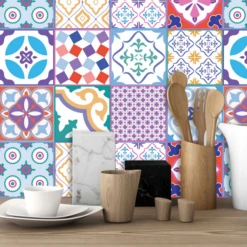 Colourful Moroccan Tegelstickers 24 Stuks (15x15 Cm)