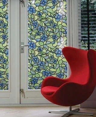 Raamfolie Bloemen Blauw (45cm) 2 Raamfolie Bloemen Blauw (45cm) - Afbeelding 2